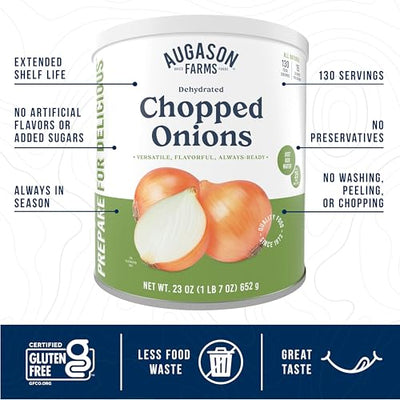 Augason Farms Dehydrated Chopped Onions Can, Emergency Food Supply, Everyday Meals, 130 Servings