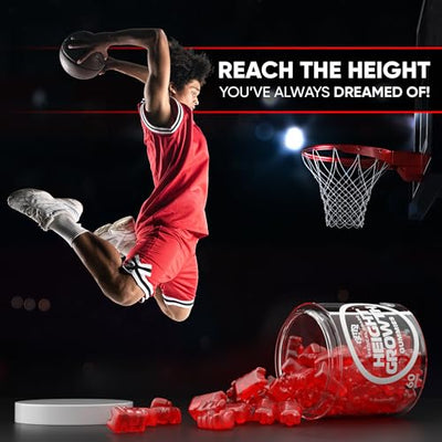 BIOTEQUELAB Height Growth Increase Gummies Vitamins, Grow Tall Supplement, Calcium, Magnesium, Zinc, Ashwagandha, Glucosamine Multivitamin for Teens, Kids, Adults