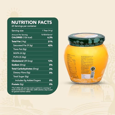 Anveshan Cow Ghee | Traditionally Bilona-Churned |Gut friendly |Keto friendly |High smoke point | Sustainably sourced | Casein free| Clarified Butter | 16.8 Fl. Oz (500mL)