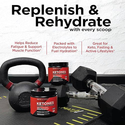 KETO SCIENCE Ketones Powder, Exogenous Ketone Powder, with goBHB, Keto Electrolytes Powder, Supports Metabolism, Intermitten Fasting, Focus and Workout Support, Passion Fruit Flavor, 15 Servings