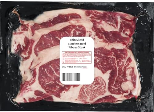 Beef Ribeye Steak, Boneless, USDA Choice, Thin Sliced