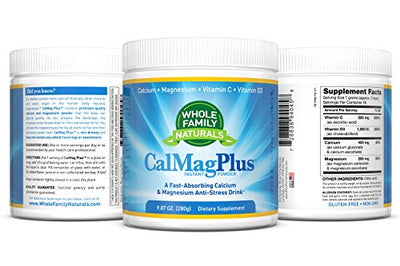 Calcium Magnesium Powder Supplement - CalMag Plus with Vitamin C & D3 - Gluten Free, Non GMO - Natural Calm Cal Mag Drink - Cal-Mag for Muscles - Calm Sleep Magnesium Drink Powder - Calcium Supplement