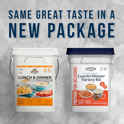 Augason Farms Lunch & Dinner Variety Kit Emergency Food Supply, 113 Servings, 25 Year Shelf Life - Dehydrated Meals, Survival Food Camping Essentials, 4 Gallon Bucket