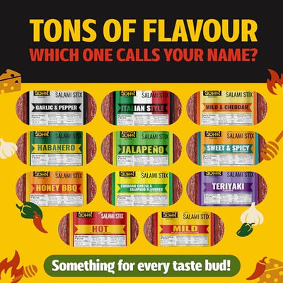 Long John Snacks Dried Salami Sticks - High Protein Smoked Meat Sticks Bulk Pack - Handcrafted From Fresh, Never-Frozen Cuts of USA Beef and Pork - Low Carb, Keto Snacks - Italian, 16 Oz