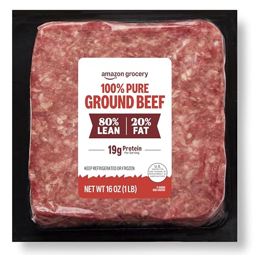 Amazon Grocery, Ground Beef, 80% Lean/20% Fat, 1 lb (Previously Fresh Brand, Packaging May Vary)