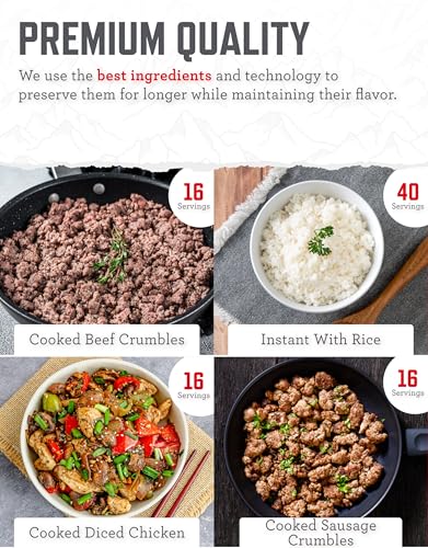ReadyWise Emergency Food Supply - 88 Servings Meat & Rice Bucket, Freeze Dried Protein Meals, Camping Essentials, Bulk Rice & Survival Food, Disaster Prepping Supplies, up to 25 Year Shelf Life