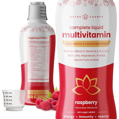 NutraChamps Complete Liquid Multivitamins | No Added Sugar | Vitamins for Women, Men & Kids | Vegan Liquid Vitamin Multimineral Supplement | Energy, Immunity & Beauty