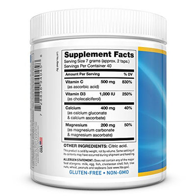 Calcium Magnesium Powder Supplement - CalMag Plus with Vitamin C & D3 - Gluten Free, Non GMO - Natural Calm Cal Mag Drink - Cal-Mag for Muscles - Calm Sleep Magnesium Drink Powder - Calcium Supplement