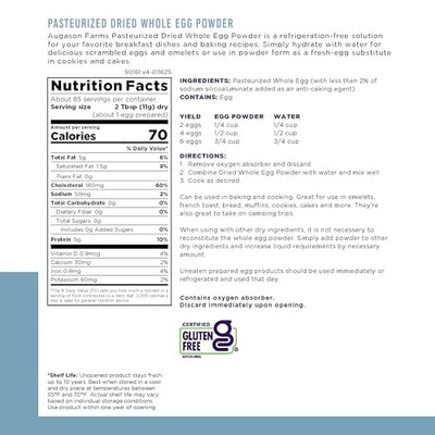 Augason Farms Dried Whole Egg Powder Can - Pasteurized Eggs for Kitchen use, Baking meals & Daily use - Emergency Food Storage - Long Shelf Life Powdered Eggs - 85 Servings