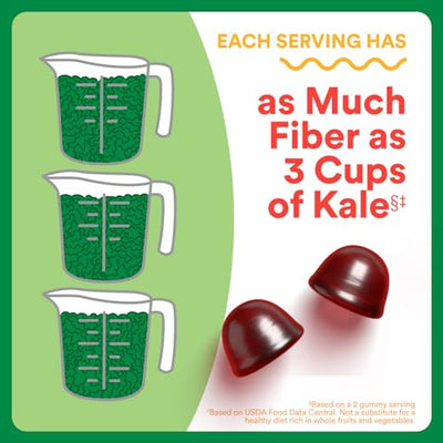 SmartyPants Kids Fiber & Veggies: Prebiotic Fiber Gummies for Kids, Fiber Supplement with Inulin, Organic Green Veggie Blend, Vegan, Gluten Free, Mixed Berry Flavor, 60 Count (30 Day Supply)