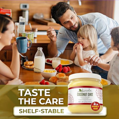 Kevala Coconut Ghee - Made with Grass Fed Cows’ Milk, Lactose-Free and Casein-Free Alternative to Butter, Unsalted Coconut Ghee for Cooking and Baking, Great for Grilling Vegetables and Meats, 2 lb