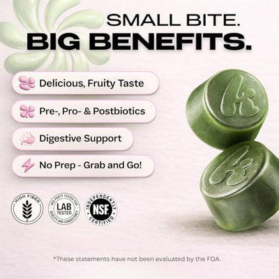 Kiala Nutrition Super Greens Gummies with 11x Organic Greens, Pre, Post & Probiotics, Antioxidants, Multivitamin, Fiber Supplement Supports Gut Health & Digestion, Dairy Free, Vegetarian, 60 Count