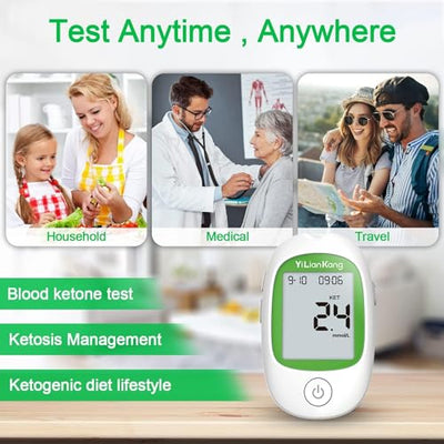 YiLianKang Blood Ketone Meter and 15 Blood Ketone Test Strips and 15 Lancets, Ketone Monitor Kit For Ketogenic Diet, Keto Test Check Ketosis, 5 Second Fast Get Results