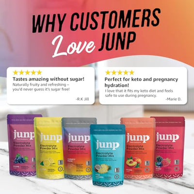 JUNP Sugar Free Electrolytes Powder Packets for Water Instant Hydration Packets with Salt & Potassium, Zero Calorie No Carbs No Sugar Keto Electrolyte Drink Mix Sticks, 5 Flavor Variety Pack, 5 Count