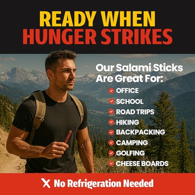 Long John Snacks Dried Salami Sticks - High Protein Smoked Meat Sticks Bulk Pack - Handcrafted From Fresh, Never-Frozen Cuts of USA Beef and Pork - Low Carb, Keto Snacks - Italian, 16 Oz