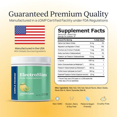 Simple Promise ElectroSlim - Sugar-Free Keto Electrolytes Powder - No Sugar Formula for Daily Energy Support and Hydration, Low Sodium Organic Electrolytes Powder, 30 Servings, Peach Flavor