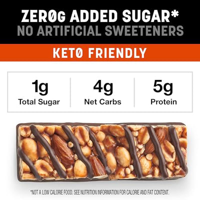 KIND ZERO Added Sugar Bars, Variety Pack, Dark Chocolate Nuts & Sea Salt, Caramel Almond & Sea Salt, Peanut Butter Dark Chocolate, Keto Friendly Snacks, Gluten Free, 5g Protein, 15 Count
