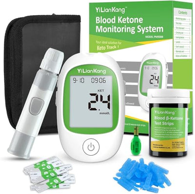 YiLianKang Blood Ketone Meter and 15 Blood Ketone Test Strips and 15 Lancets, Ketone Monitor Kit For Ketogenic Diet, Keto Test Check Ketosis, 5 Second Fast Get Results