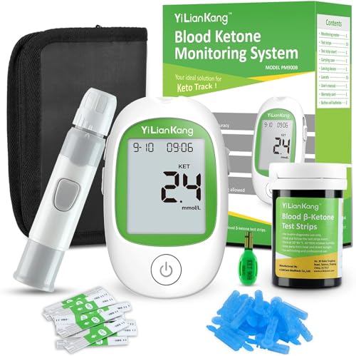 YiLianKang Blood Ketone Meter and 15 Blood Ketone Test Strips and 15 Lancets, Ketone Monitor Kit For Ketogenic Diet, Keto Test Check Ketosis, 5 Second Fast Get Results