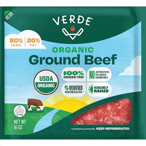 Verde Farms, Ground Beef 80% Lean/20% Fat, Organic, Grass-Fed, 1 lb