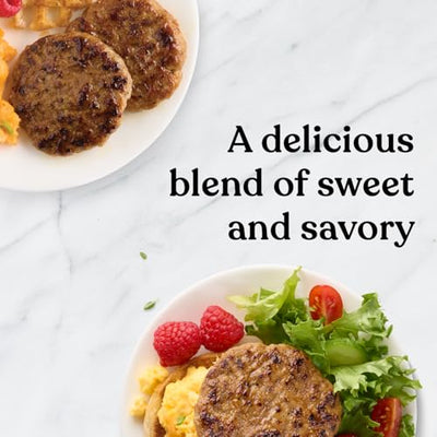 Amylu Foods Chicken Sausage Breakfast Patties, Maple, Natural Ingredients, 14g of Protein, GAP Chicken Raised with No Antibiotics, Fully Cooked, Gluten-Free, Pork-Free, No Nitrates or Nitrites, 12 oz