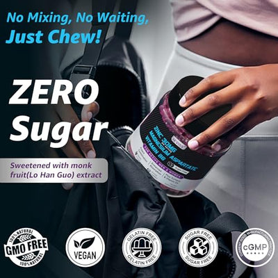 Zinc and Magnesium Supplement, Zinc Magnesium Aspartate Post Workout Gummies for Men Women, with Vitamin B6, B12, D3, Turmeric for Nighttime Recovery, Reduce Fatigue, Boost Immunity & Sleep, 120 Count