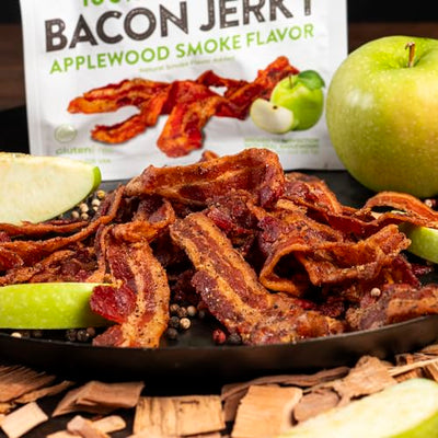Applewood Smoked Bacon Jerky, 12g Protein Per Bag, Tender & Easy to Chew Fully Cooked Bacon, USA Made High Protein Carnivore Snacks (2 Bags)