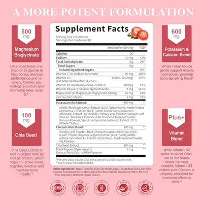 (2 Pack) Magnesium Potassium Supplement Gummies - New Formula Calm Magnesium Bisglycinate Gummies & Plant Potassium Plus Chia Seeds, B6, D3, K2 & Calcium for Sleep, Leg Cramps & Muscle -Vegan,60 Count
