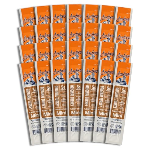 Archer Jerky Mini Turkey Jerky Sticks - All Natural Turkey Sticks, Protein Snack for People, Individually Wrapped Meat Minis, Gluten Free, Keto, Original Flavor - 0.5 oz (Pack of 28)