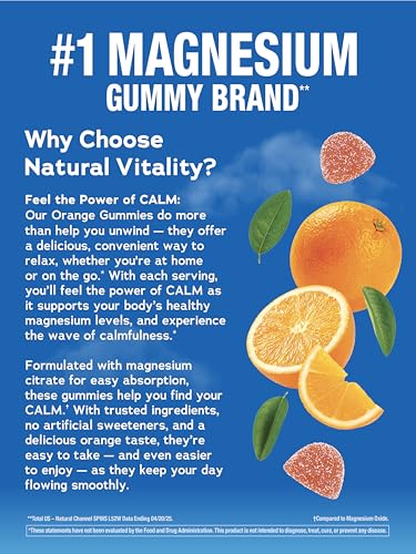 Natural Vitality Calm Magnesium Gummies | 330mg Per Serving | Orange Flavored Supplement | Gluten-Free & Vegan | 240 Count
