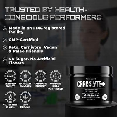 PRIMAL GENETICS CARNOLYTE+ Carnivore Electrolytes Powder Unflavored – Fasting Salts - Cellular Hydration, Gut Support & Muscle Preservation – Zero Sugar, Carb Free Keto Electrolytes – 45 Day Supply