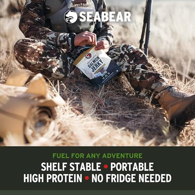 SeaBear Variety Traditional + Peppered Wild King Salmon Jerky 2-Pack Smoked Salmon Jerky, Wild Caught Alaskan Salmon, High-Protein Snack, Cold Smoked & Ready to Eat, Classic Smokehouse Flavor, 2.5 oz Bag (Pack of 2)