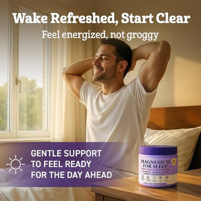 Magnesium Glycinate Powder for Sleep - Magnesium Sleep Aid Without Melatonin - Natural Sleep Drink Mix with GABA, L-Theanine, Apigenin, Valerian & Lemon Balm