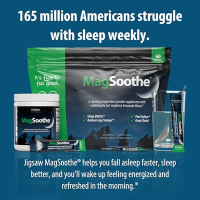 Jigsaw Health MagSoothe | Fast-Acting, Calming Magnesium Glycinate Powder Supplement | Raspberry Lemonade Flavor | 60 Servings (Jar)