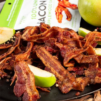 Applewood Smoked Bacon Jerky, 12g Protein Per Bag, Tender & Easy to Chew Fully Cooked Bacon, USA Made High Protein Carnivore Snacks (2 Bags)