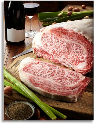 ZONTEKA Bathroom Wall Art Kobe beef Pictures Wall Decor Framed Canvas Wall Art for Bedroom Artwork Paintings Living Room Kitchen Farmhouse 16x20