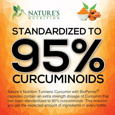 Turmeric Curcumin Supplement 1950mg - 95% Curcuminoids with Organic Turmeric & Ginger, BioPerine Black Pepper for Best Absorption, Nature's Vegan Joint Support, Non-GMO, Bottled in USA - 240 Capsules