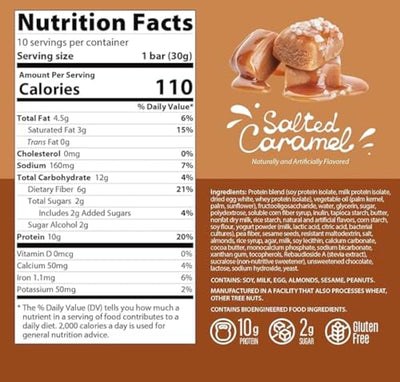 KETO protein Bar Crispy Treat, Salted Caramel, Keto, Low Carb, Low Sugar & Gluten Free, Protein Snacks for Adults, 10g Protein of Whey per Bar, 5 Net Carbs, On The Go Snack, 10 CT