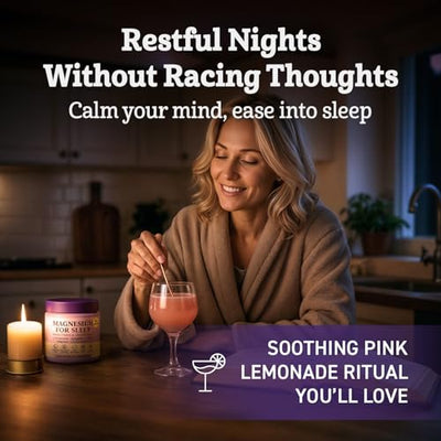 Magnesium Glycinate Powder for Sleep - Magnesium Sleep Aid Without Melatonin - Natural Sleep Drink Mix with GABA, L-Theanine, Apigenin, Valerian & Lemon Balm