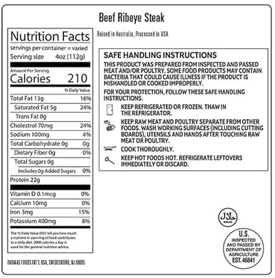 [Total 16 Steaks] Grass-Fed Ribeye Steaks – 100% Grass-Fed & Grass-Finished, All-Natural, Halal – 10 oz. Each, Tender & Flavorful – Raised in Australia – Ships Frozen via Express Mail with Insulated Box & Ice Packs