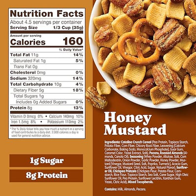 Catalina Crunch Protein Snack Mix - 8g Protein, 1g Sugar per Serving - Good Source of Fiber, Keto, Gluten Free - Honey Mustard, 5.25 Ounce Bag (Pack of 1)
