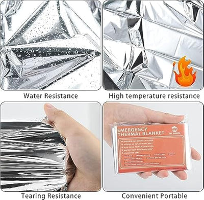 QIO CHUANG Emergency Mylar Thermal Blankets -Space Blanket Survival kit Camping Blanket (4-Pack)