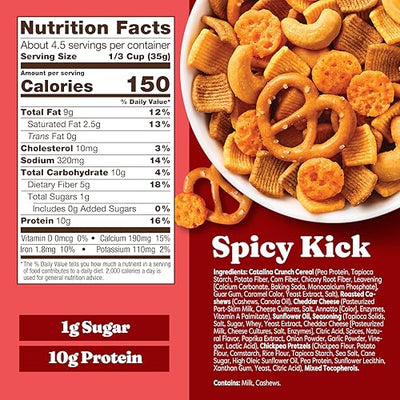 Catalina Crunch Protein Snack Mix with Cheese Crisps - 10g Protein, 1g Sugar per Serving - Good Source of Fiber, Keto, Gluten Free - Spicy Kick, 5.25 Ounce Bag (Pack of 1)