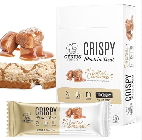 KETO protein Bar Crispy Treat, Salted Caramel, Keto, Low Carb, Low Sugar & Gluten Free, Protein Snacks for Adults, 10g Protein of Whey per Bar, 5 Net Carbs, On The Go Snack, 10 CT