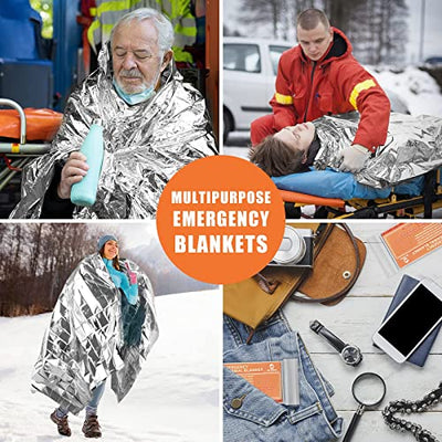 QIO CHUANG Emergency Mylar Thermal Blankets -Space Blanket Survival kit Camping Blanket (4-Pack)