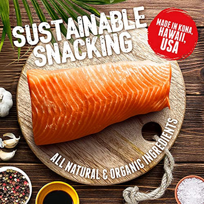 Kaimana Jerky Wild Caught Salmon Jerky - Organic Gourmet Smoked Dried Fish Strips Rich in Omega-3 & Protein - Low-Calorie Snack with No Gluten, Less Sodium & Sugar - Original Flavor - 2oz Pack