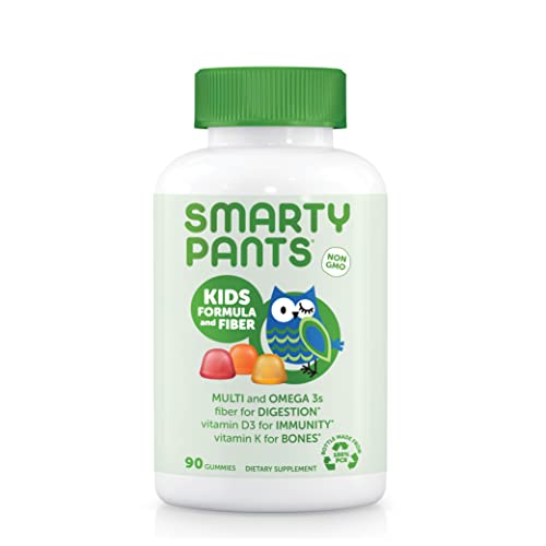 SmartyPants Kids Formula & Fiber Daily Gummy Multivitamin: Fiber for Digestive Health, Vitamin C, D3, & Zinc for Immunity, Omega 3 Fish Oil (EPA & DHA), B6, Methyl B12, 120 Count