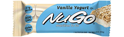 NuGo Protein Bar, Vanilla Yogurt, 11g Protein, 170 Calories, Gluten Free, 1.76 Ounce (Pack of 15)