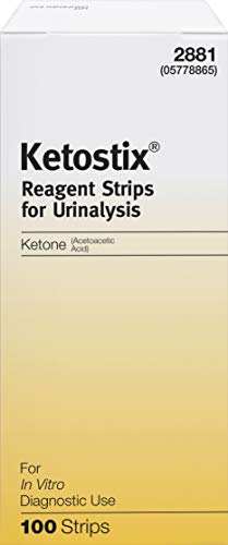 Ketostix Reagent Strips for Urinalysis, Measure Ketone Levels, 100-Count Box