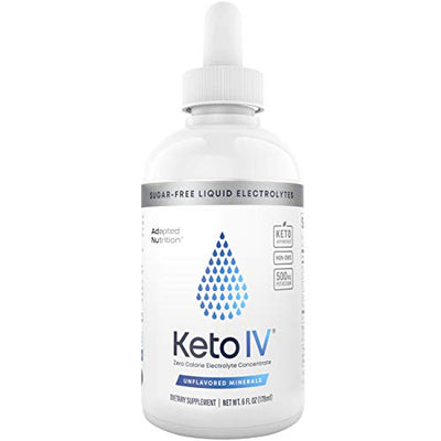Keto IV Electrolyte Drops + High Potassium | No Leak Dropper Bottle | 500mg Potassium + Magnesium, Sodium & Zinc | Raw Mineral Flavor | 30 Servings